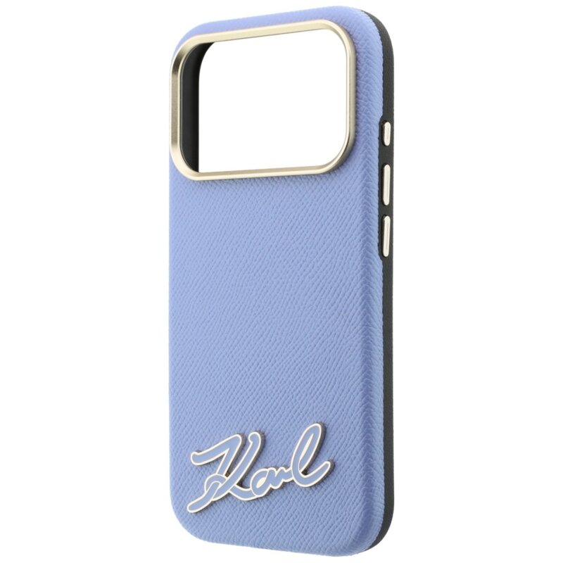 Husa iPhone 17 Pro Karl Lagerfeld Leather MagSafe, bleu, KLHMP18L6PWKSRSB