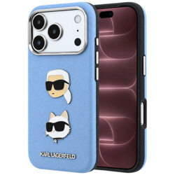 Husa originala iPhone 18 Pro Max Karl Lagerfeld Saffiano with K&C Heads Pins and Logo, albastru, KLHCP18XPSWFDHPB