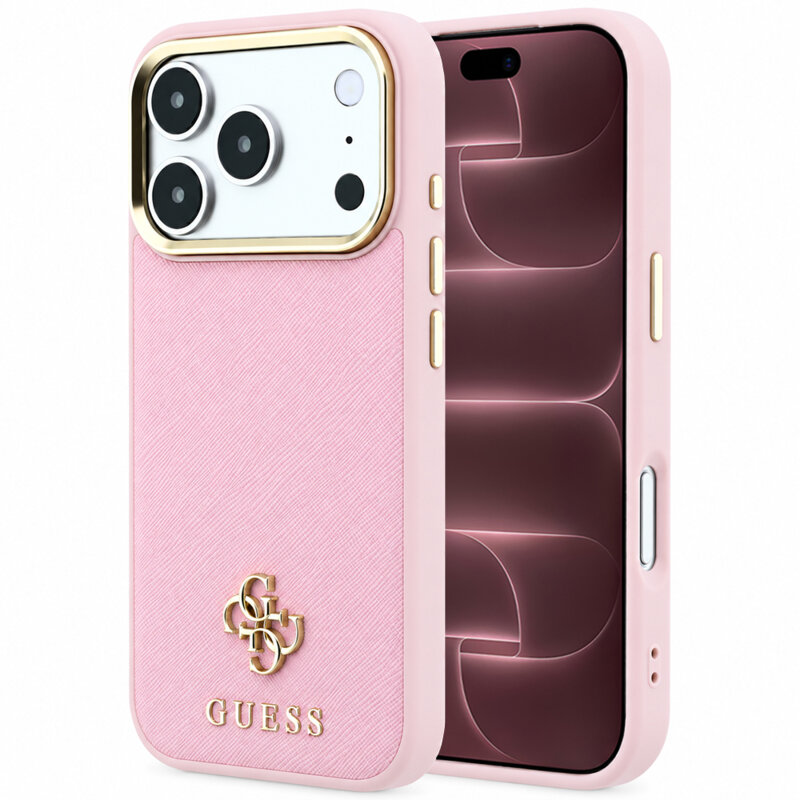 Husa Guess Saffiano Small 4G Classic MagSafe iPhone 18 Pro Max, roz, GUHMP18X6PSA4DMP