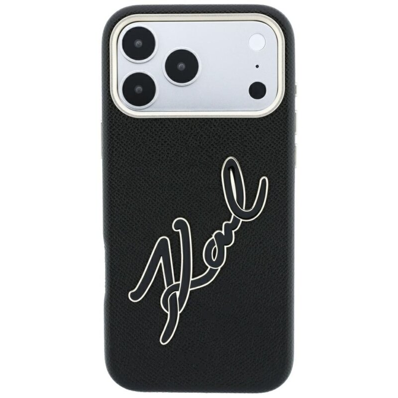 Husa iPhone 18 Pro Max Karl Lagerfeld Smooth Leather Big Resin Signature Logo, negru, KLHCP18X6PFCKSRK