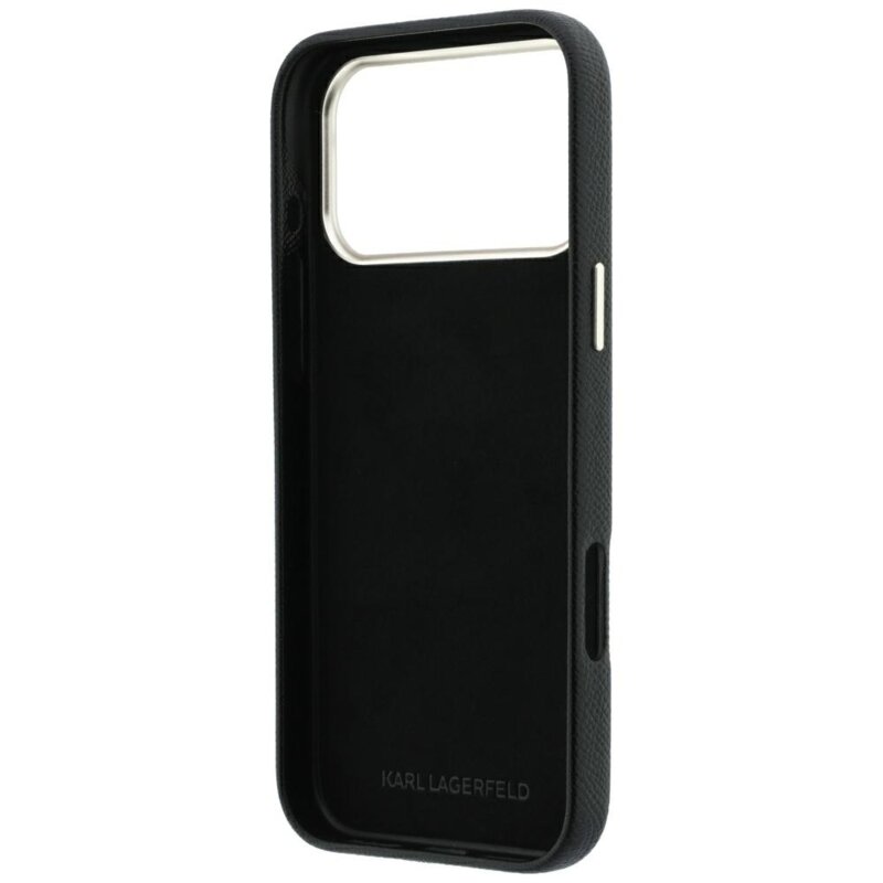 Husa iPhone 18 Pro Max Karl Lagerfeld Smooth Leather Big Resin Signature Logo, negru, KLHCP18X6PFCKSRK