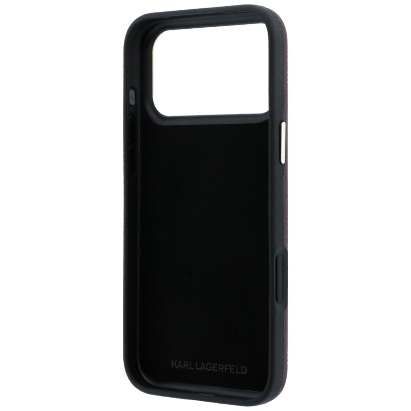 Husa iPhone 18 Pro Max Karl Lagerfeld Smooth Leather Big Resin Signature Logo, bordo, KLHCP18X6PFCKSRR