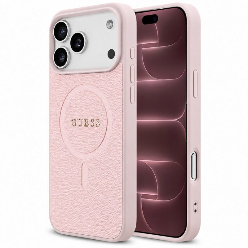 Husa Guess Saffiano MagSafe iPhone 18 Pro Max, roz, GUHMP18XPSAHMCP