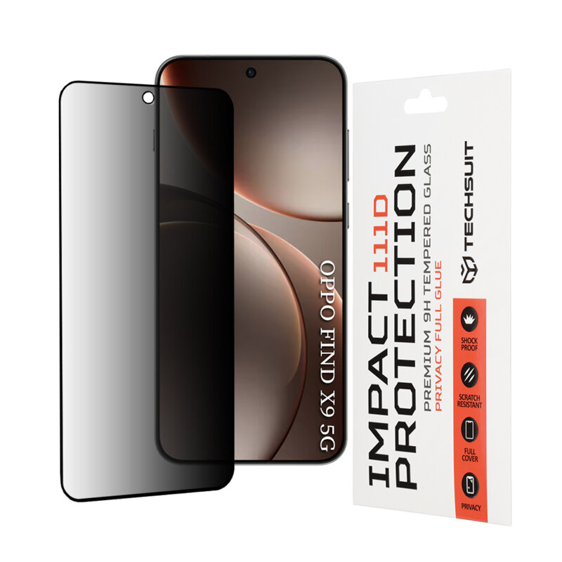 Folie sticla Oppo Find X10 Techsuit 111D Privacy Full Glue, negru
