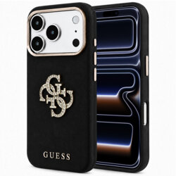 Husa iPhone 17 Pro Guess Smooth Big Strass Logo, negru, GUHCP18L6PWGSPDK