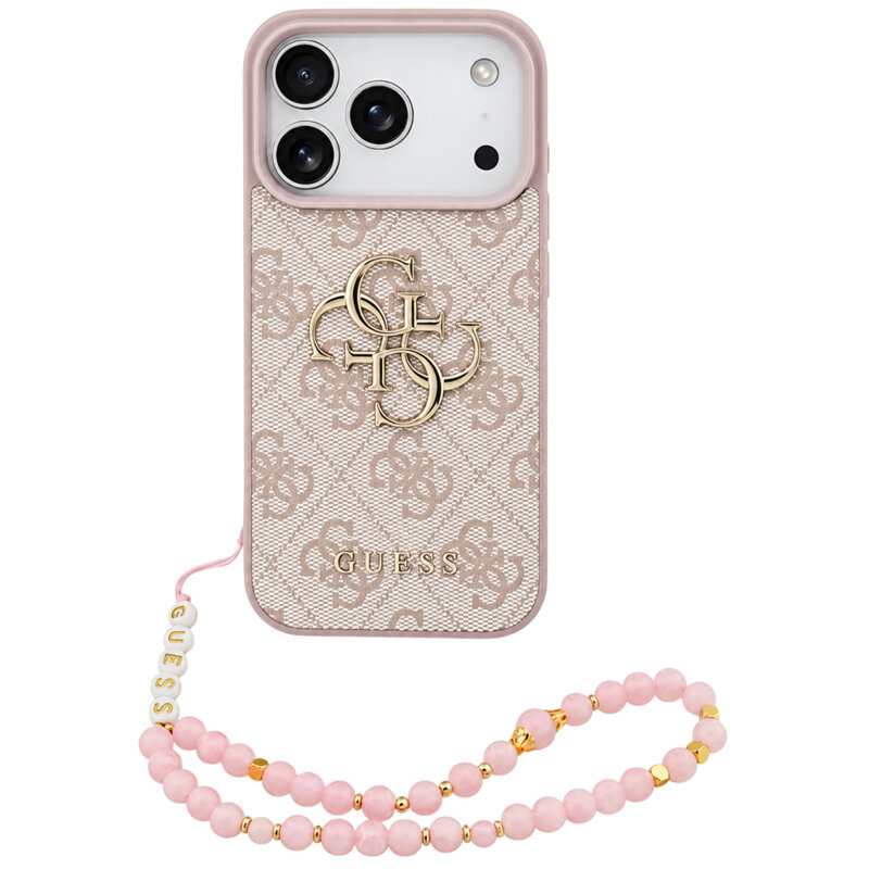 Husa originala Guess iPhone 17 Pro Max Hardcase 4G Classic Logo with Strap, roz, GUHCP18XP4GMGSP