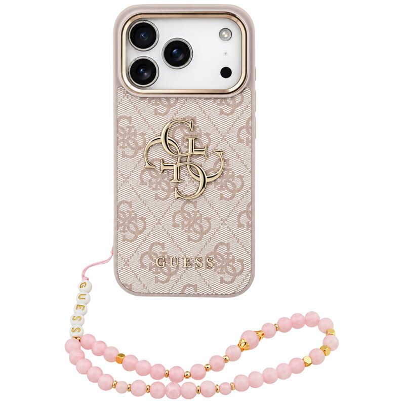 Husa originala Guess iPhone 17 Pro Max Hardcase 4G Classic Logo with Strap, roz, GUHCP18XP4GMGSCP