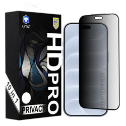 [Pachet 10x] Folie sticla iPhone 18 Pro Lito HD Pro Privacy, negru