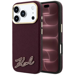 Husa iPhone 18 Pro Max Karl Lagerfeld Leather MagSafe, bordo, KLHMP18X6PWKSRSR