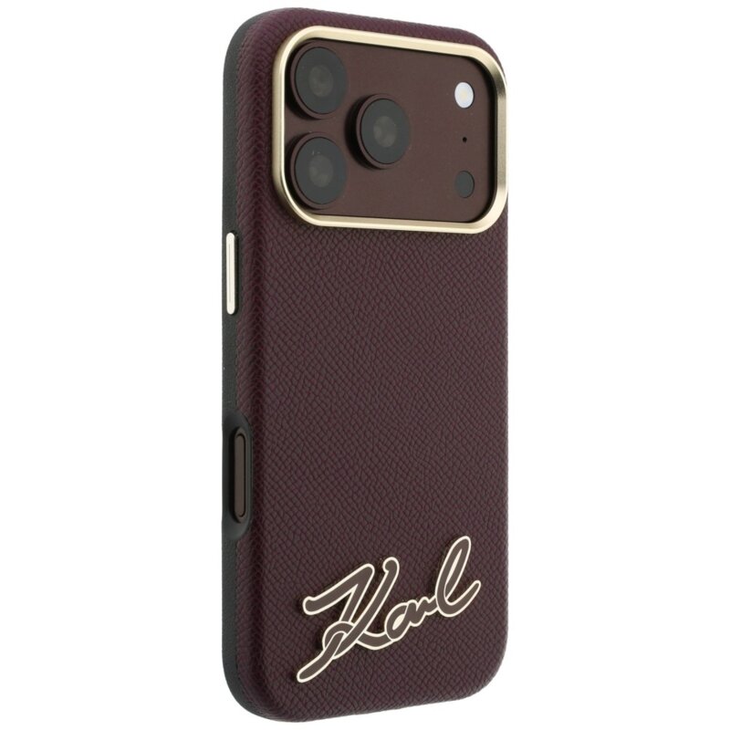 Husa iPhone 17 Pro Max Karl Lagerfeld Leather MagSafe, bordo, KLHMP18X6PWKSRSR