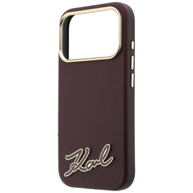 Husa iPhone 17 Pro Max Karl Lagerfeld Leather MagSafe, bordo, KLHMP18X6PWKSRSR