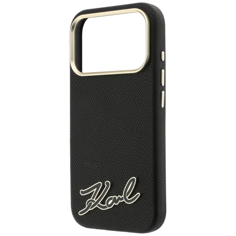 Husa iPhone 17 Pro Karl Lagerfeld Leather MagSafe, negru, KLHMP18L6PWKSRSK