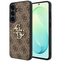 Husa Samsung Galaxy S26 FE Guess Leather 4G Metal Logo, maro, GUHCS26FE4GMGBR