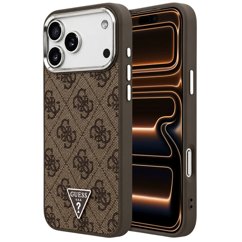 Husa originala Guess iPhone 17 Pro Max Hardcase 4G Triangle Logo MagSafe, maro, GUHMP18XP4TSRCMW