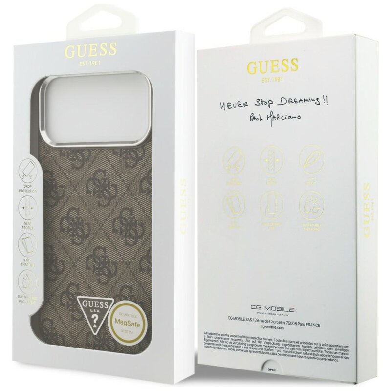 Husa originala Guess iPhone 17 Pro Max Hardcase 4G Triangle Logo MagSafe, maro, GUHMP18XP4TSRCMW