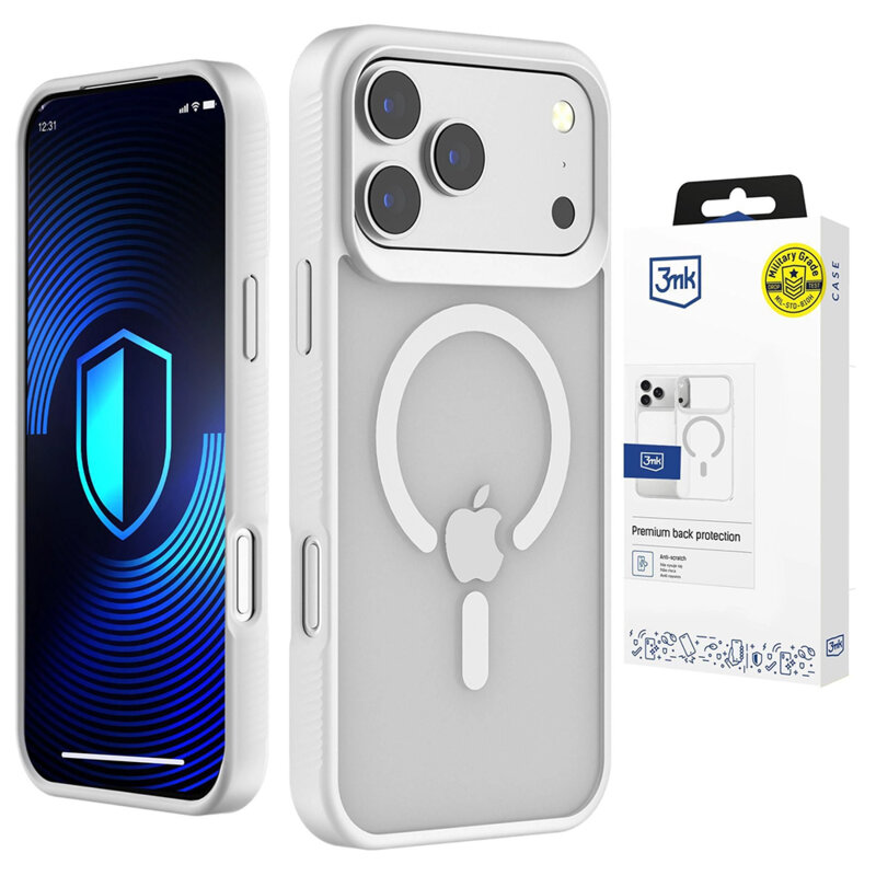 Husa iPhone 18 Pro Max premium 3mk Smoke MagCase, alb