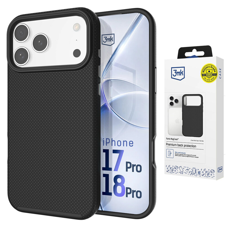 Husa iPhone 17 Pro premium 3mk Fortis MagCase, negru