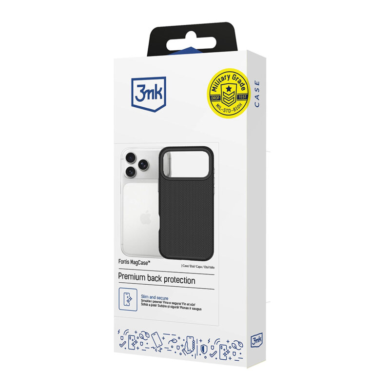 Husa iPhone 17 Pro premium 3mk Fortis MagCase, negru