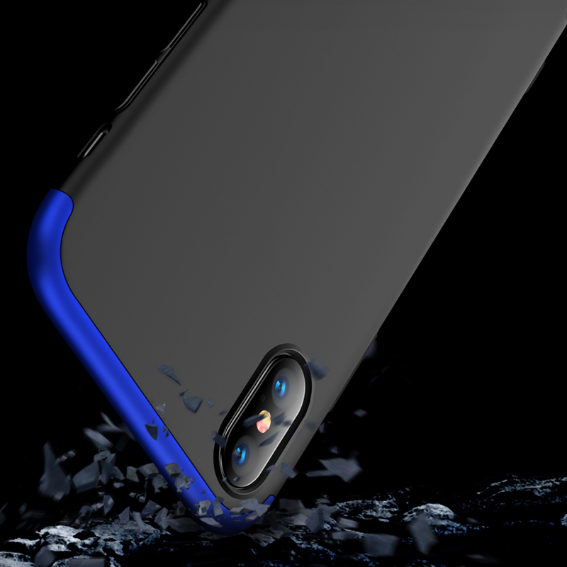 Husa iPhone XS Max GKK 360 Full Cover Negru-Albastru