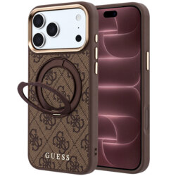 Husa Guess iPhone 18 Pro Max Ring Stand 360 4G Leather Classic Logo MagSafe, maro, GUHMP18X6PS4RSCLW