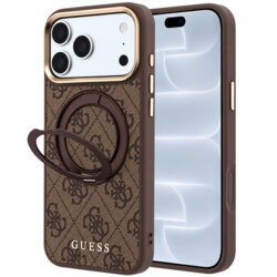 Husa Guess iPhone 18 Pro Ring Stand 360 4G Leather Classic Logo MagSafe, maro, GUHMP18L6PS4RSCLW