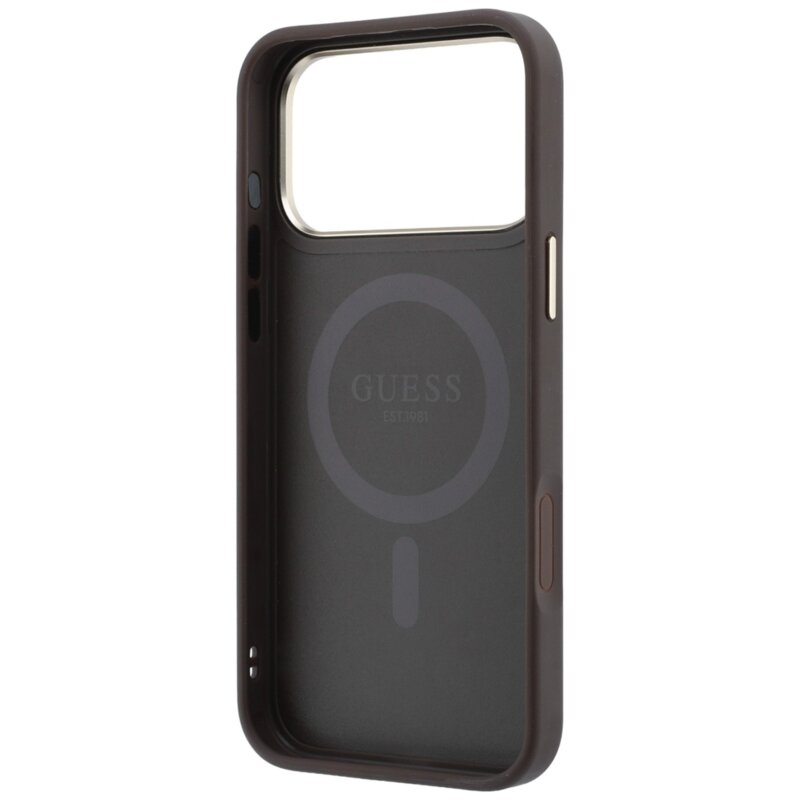 Husa Guess iPhone 17 Pro Ring Stand 360 4G Leather Classic Logo MagSafe, negru, GUHMP18L6PS4RSCLW