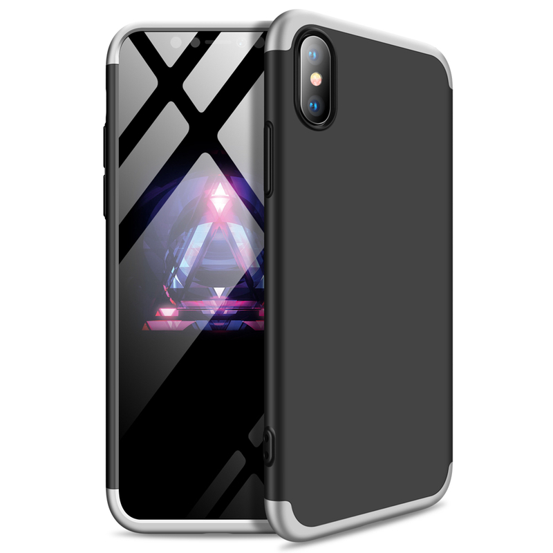 Husa iPhone XS Max GKK 360 Full Cover Negru-Argintiu