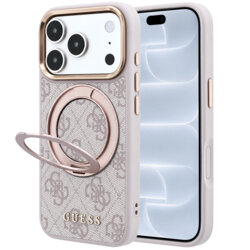 Husa Guess iPhone 18 Pro Ring Stand 360 4G Leather Classic Logo MagSafe, roz, GUHMP18L6PS4RSCLP
