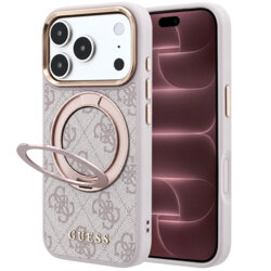 Husa Guess iPhone 18 Pro Max Ring Stand 360 4G Leather Classic Logo MagSafe, roz, GUHMP18X6PS4RSCLP