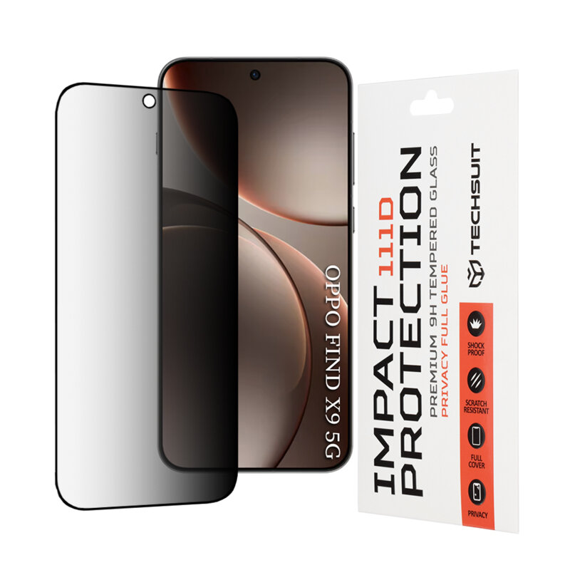 Folie sticla Oppo Find X9 Techsuit 111D Privacy Full Glue, negru