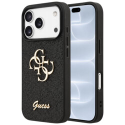 Husa Guess Fixed Glitter Big 4G iPhone 18 Pro cu sclipici, negru, GUHCP18LHG4SGK