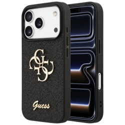 Husa Guess Fixed Glitter Big 4G iPhone 17 Pro cu sclipici, negru, GUHCP18LHG4SGK