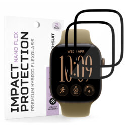 [Pachet 2x] Folie Apple Watch 12 42mm Techsuit Nano Flex, negru