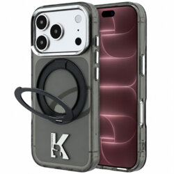 Husa iPhone 18 Pro Max Karl Lagerfeld IML Ring Stand Kameo Metal MagSafe, negru