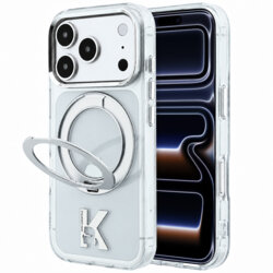 Husa iPhone 17 Pro Karl Lagerfeld IML Ring Stand Kameo Metal MagSafe, clear