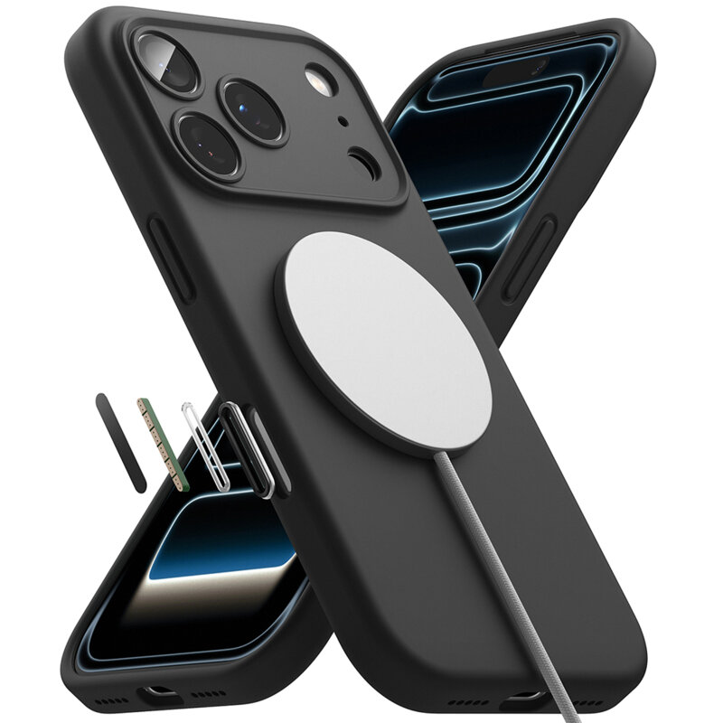 Husa iPhone 18 Pro Ringke Silicone MagSafe, negru