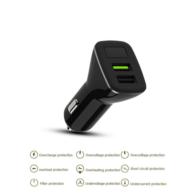 Incarcator Auto WK-Design WP-C16 1xUSB 2.4A 1xUSB QC3.0 - Negru