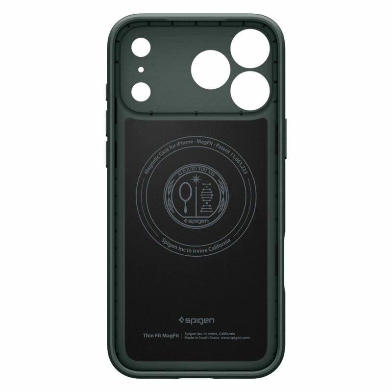 Husa iPhone 17 Pro Spigen Thin Fit MagSafe, verde inchis