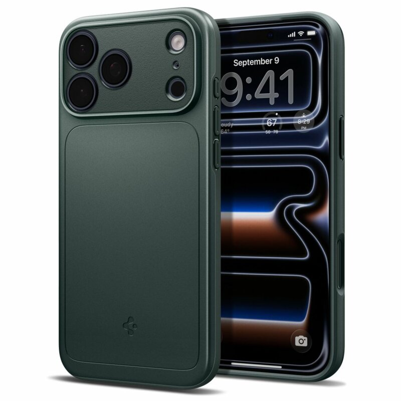 Husa iPhone 17 Pro Spigen Thin Fit MagSafe, verde inchis