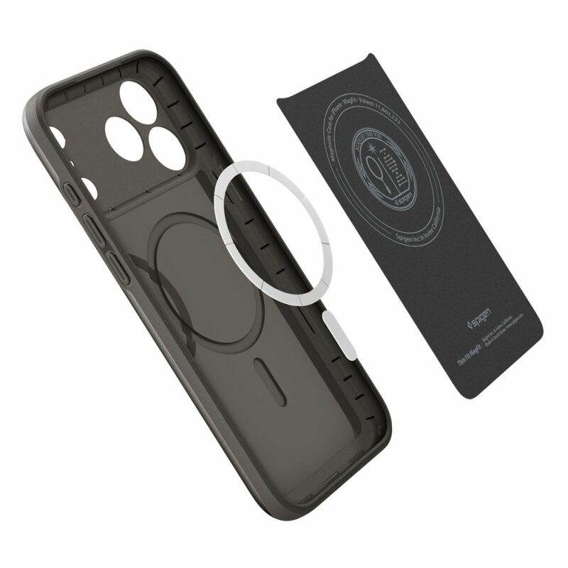 Husa iPhone 18 Pro Spigen Thin Fit MagSafe, cenusiu