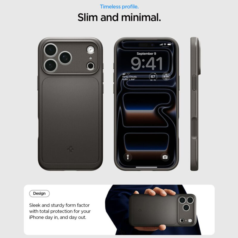 Husa iPhone 18 Pro Spigen Thin Fit MagSafe, cenusiu