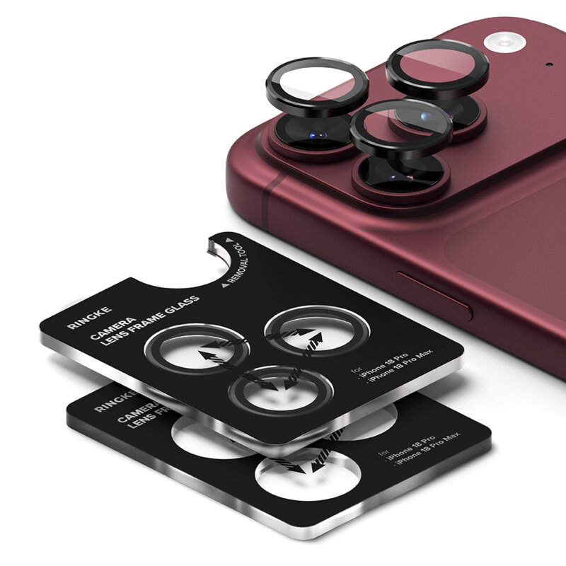 [Pachet 2x] Folie sticla camera iPhone 18 Pro Ringke Camera Lens Frame, transparenta