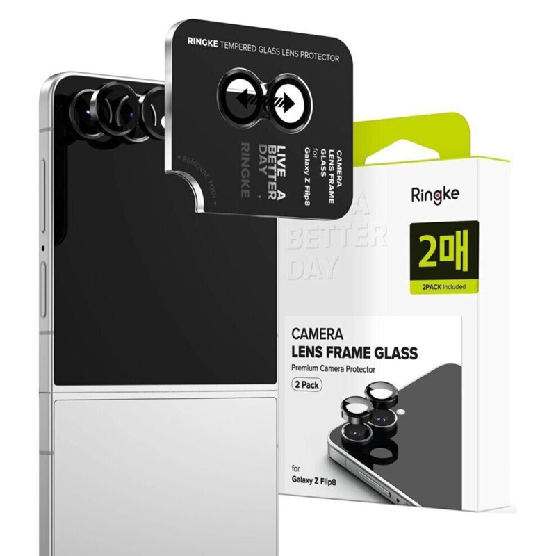 [Pachet 2x] Folie sticla camera Samsung Galaxy Z Flip8 Ringke Camera Lens Frame, negru