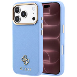 Husa Guess iPhone 18 Pro Max Saffiano Small 4G Classic MagSafe, bleu, GUHMP18X6PSA4DMB