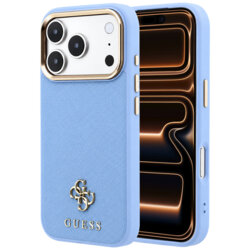 Husa Guess iPhone 17 Pro Max Saffiano Small 4G Classic MagSafe, bleu, GUHMP18X6PSA4DMB