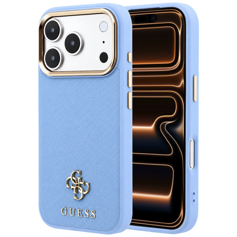 Husa Guess iPhone 17 Pro Max Saffiano Small 4G Classic MagSafe, bleu, GUHMP18X6PSA4DMB