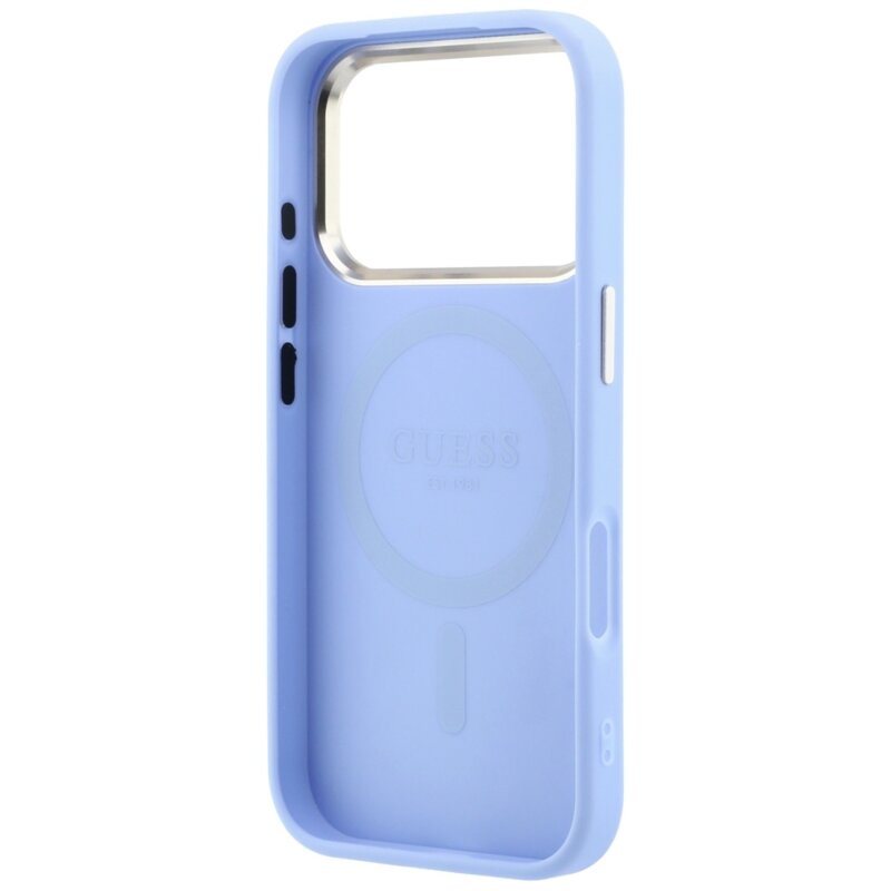 Husa Guess iPhone 17 Pro Max Saffiano Small 4G Classic MagSafe, bleu, GUHMP18X6PSA4DMB