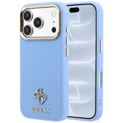 Husa Guess iPhone 18 Pro Saffiano Small 4G Classic MagSafe, bleu, GUHMP18L6PSA4DMB
