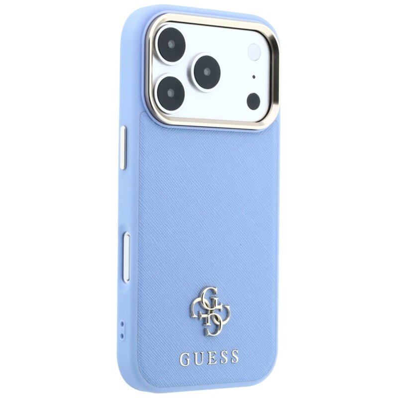 Husa Guess iPhone 17 Pro Saffiano Small 4G Classic MagSafe, bleu, GUHMP18L6PSA4DMB