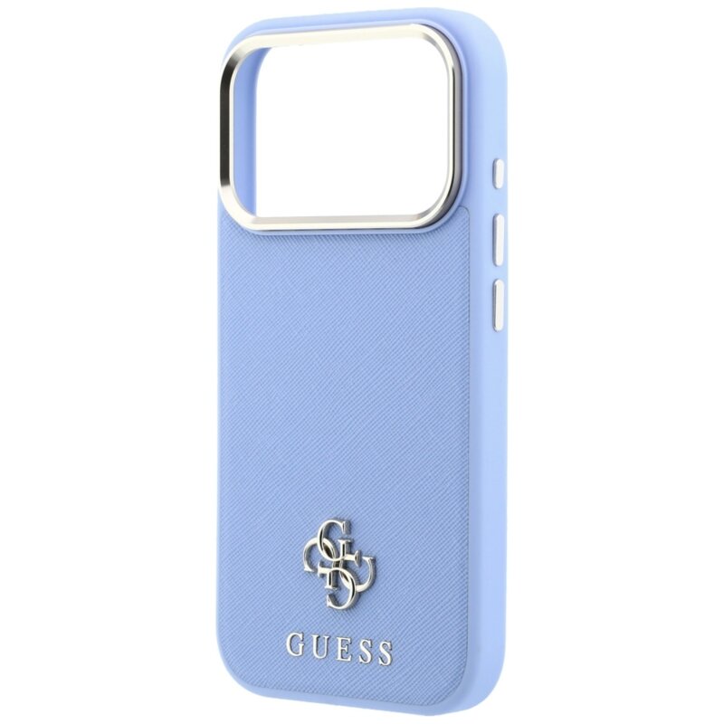 Husa Guess iPhone 17 Pro Saffiano Small 4G Classic MagSafe, bleu, GUHMP18L6PSA4DMB